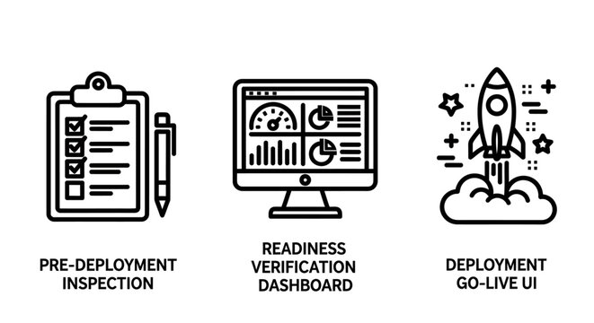 Software development lifecycle and deployment process icons