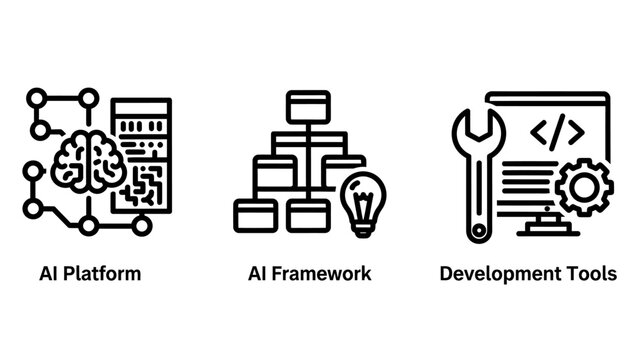 Artificial intelligence development framework and software engineering tool icons