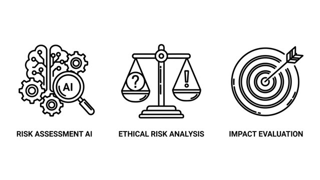 Artificial intelligence risk and impact evaluation icons