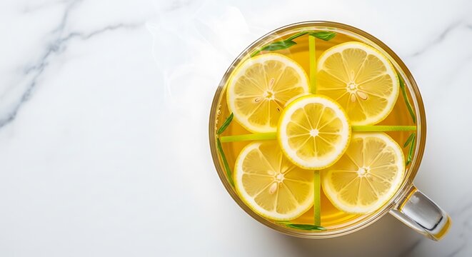 Freshly sliced lemon in a copper bowl under magnifying glass