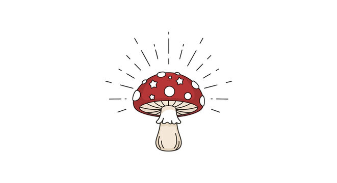 A vibrant red mushroom with white spots.