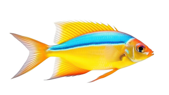 Paradise Threadfin fish, exotic tropical pet isolated on a transparent background