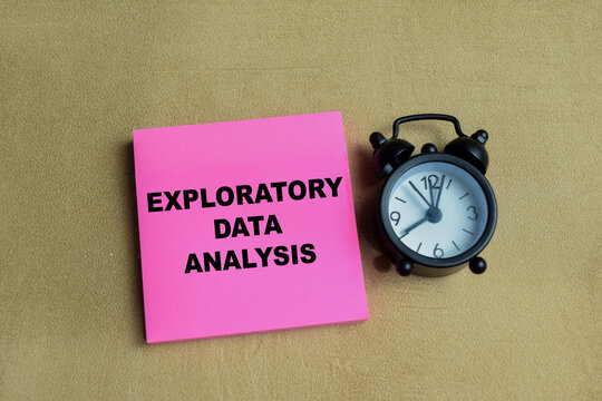 Concept of exploratory data analysis write on sticky notes isolated on Wooden Table. For data science, time management and research deadline and analytical workflow