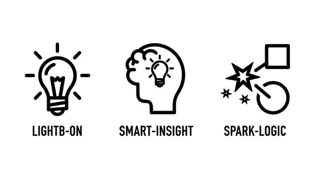 Set of abstract business and strategy concept line art icons