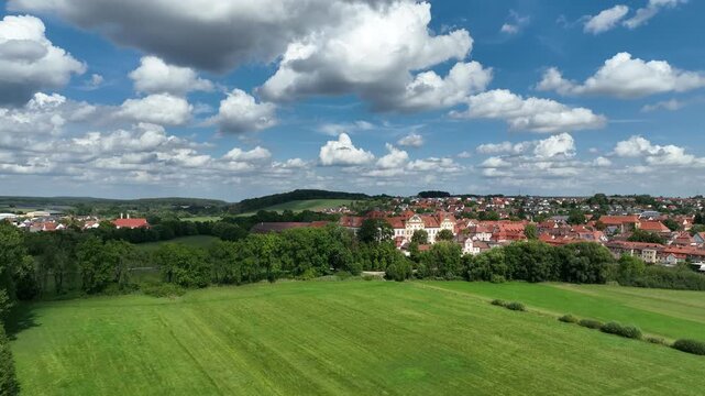 Aerial view, Residenz Ellingen, with the Ellingen estate and castle brewery, High Baroque, Ellingen, Franconian Lake District, Middle Franconia, Franconia, Bavaria, Germany 