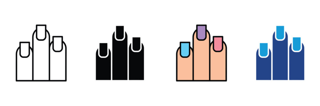 Fingernails with colorful polish icon vector. Manicure salon service, finger nail care beauty, and cosmetic fashion symbol. Vector Illustration.