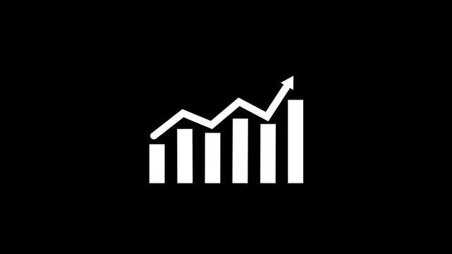 Abstract business graph icon animation on black background. Business Financial Growing Business Income And Earnings. Arrow Rising on graph.