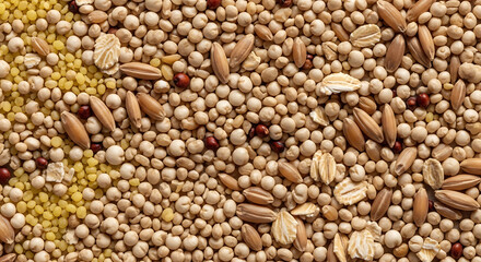 Naklejka premium Assorted birdseed mix a colorful and nutritious blend for wild birds