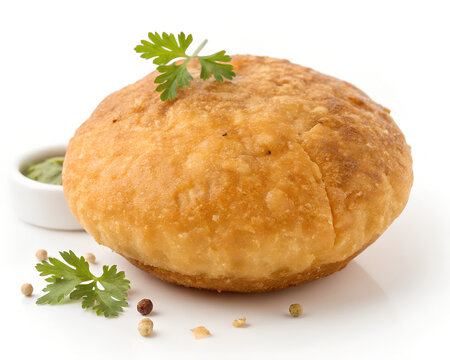 Kachori round fried snack, isolated