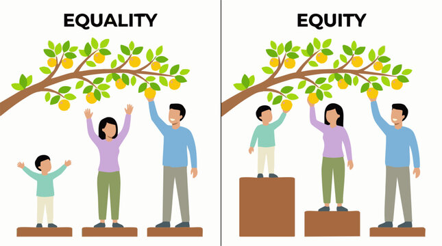 Equality and Equity illustration showing fair access to opportunity