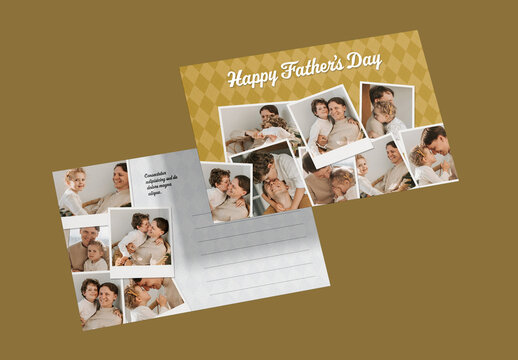 Father's Day Postcard Layout with Instant Photos