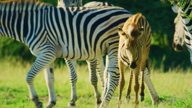 Baby Zebra On Wild Savannah In Masai Mara National Reserve, Kenya.