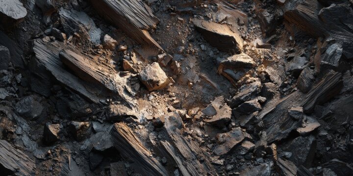 Abstract Staccato Composition with Oxidized Crust and Burned Debris