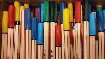 Fototapeta premium Close-up Of Colorful Markers Collection