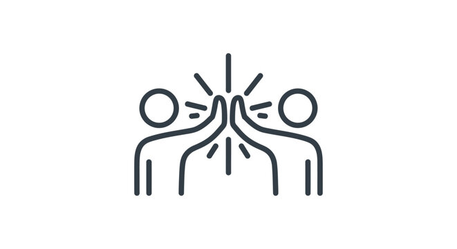 two people high five an outline vector icon representing teamwork collaboration and success in partnership