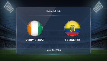 Ivory Coast vs Ecuador Soccer Match Scoreboard