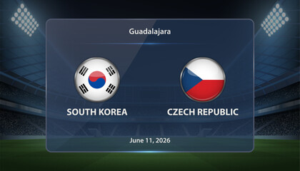 South Korea vs Czech Republic Soccer Match Scoreboard