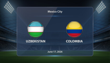 Uzbekistan vs Colombia Soccer Match Scoreboard