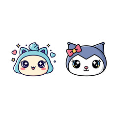 Fototapeta premium Cute cartoon cat characters faces.