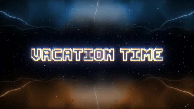 Vacation Time Neon text with retro style