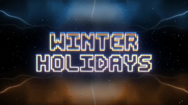 Winter Holidays Neon text with retro style