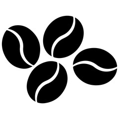 Fototapeta premium Four stylized coffee beans arranged in a symmetrical pattern against a plain background.