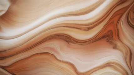 Fototapeta premium Flowing abstract waves of warm earth tones and white background texture pattern