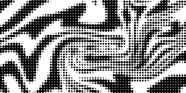Background with irregular, chaotic dots, points, circle. Abstract monochrome pattern. Black and white color.