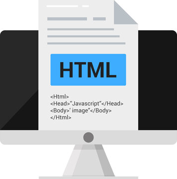 Modern computer displays HTML code, representing website structure, digital innovation, programming concepts.