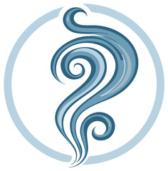 Obraz premium Abstract stylized blue water element design within a simple circle.