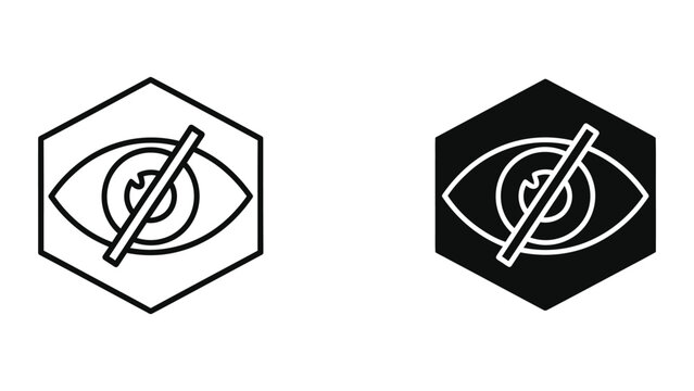 Contrasting logo designs of an eye with a stylized leaf symbol within hexagonal borders