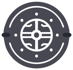 Fototapeta premium Metal Manhole Cover with Circular Pattern in Urban City Street