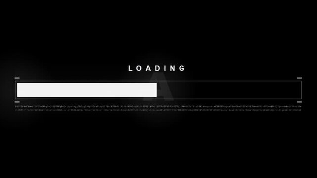 Computer Cyberpunk Loading Screen. Cyberpunk Loading Bar Animation With Glitch Effect. Futuristic Uploading Progress Bar With Glitch Effect Isolated on Black Background