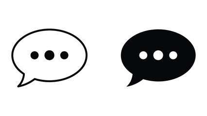 Contrast between white and black speech bubble icons with ellipses inside © JahidulStockk