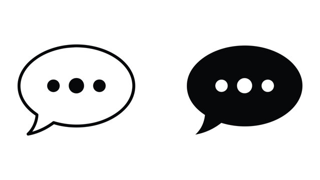 Contrast between white and black speech bubble icons with ellipses inside