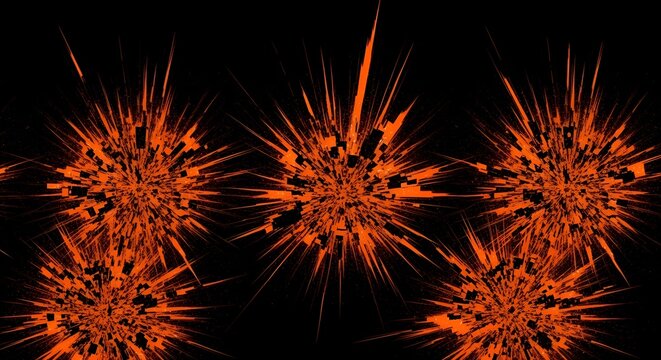 Exploding Orange Abstract Shapes on Black Background