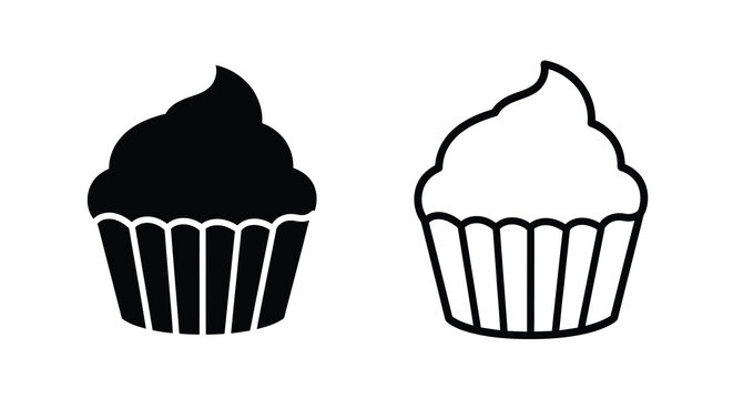 Two cupcakes one dark and one light presented in a striking silhouette