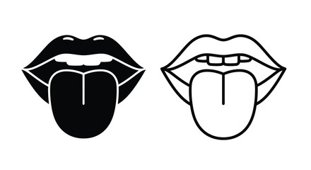 Two stylized mouth silhouettes showing tongues extended in a playful gesture silhouette © Rakib