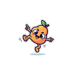 Fototapeta premium Cartoon orange character running happily.