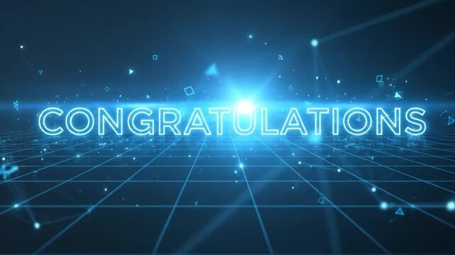 Congratulations Message on Neon Grid Background.