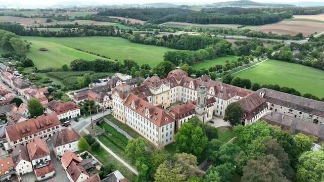 Aerial view, Residenz Ellingen, with the Ellingen estate and castle brewery, High Baroque, Ellingen, Franconian Lake District, Middle Franconia, Franconia, Bavaria, Germany 