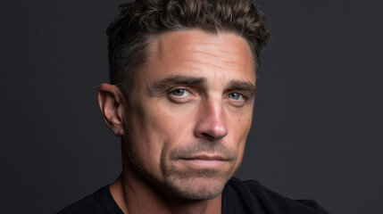 Obraz premium Handsome man portrait with dark eyes and stylish hair