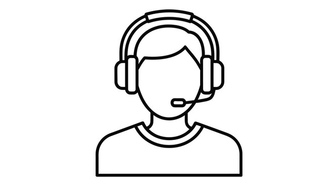 customer service support icon for online communication depicting a helpdesk agent in a call center setting.