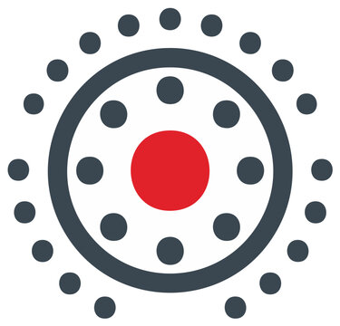 Abstract circular icon representing a virus particle microbe or data network hub