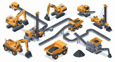 Collection of Construction and Mining Heavy Equipment Machines. © Anak