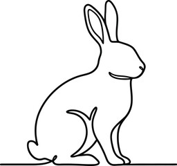 Obraz premium Minimalist Single Line Drawing of a Sitting Rabbit Vector Art