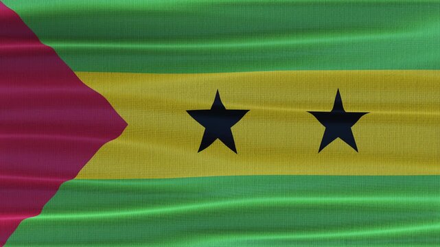 Sao Tome flag waving in the wind with high quality fabric texture