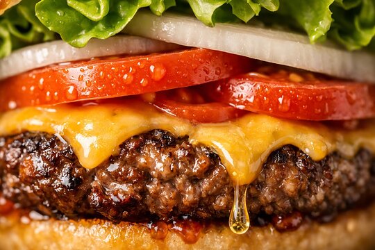 Macro shot of juicy grilled meat texture