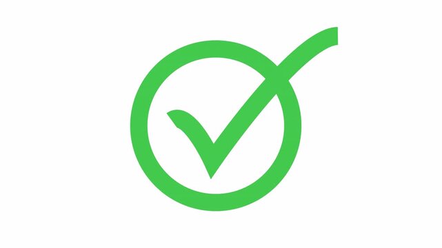 4K animated green check mark icon that symbolizes to Success and Approved on white background.