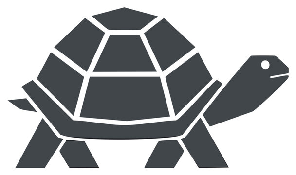 Abstract Turtle Silhouette Illustration of Geometric Design in Monochrome, Slow Animal
